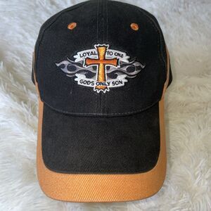 Loyal To One Gods Only Son Mega Cap Strapback Cap Hat Orange Black